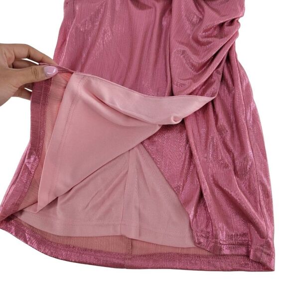 Superdown Metallic Pink Missie Wrap Front Mini Dress NWT Medium - Picture 7 of 11